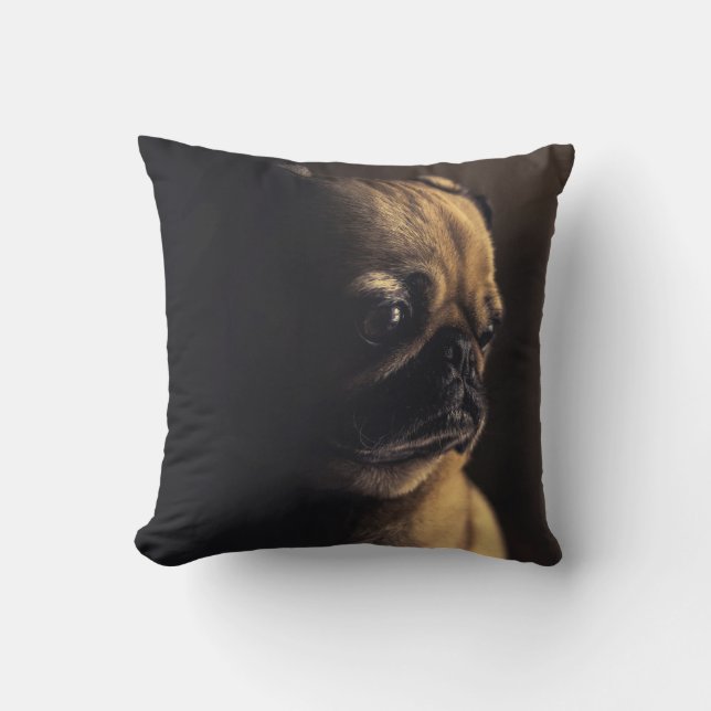 Adorable puppy pug dog Throw Pillow (Front)