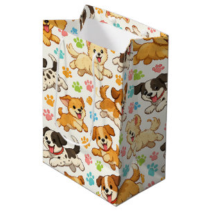 Adorable Puppy Watercolor Pattern (3) Medium Gift Bag