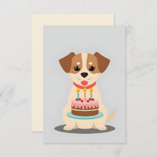 Adorable puppy with birthday cake card