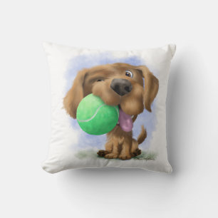 Adorable Puppy With Tennis Ball cartoon Cushion