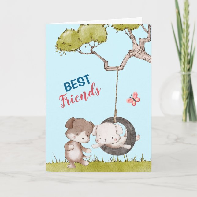 Adorable Pups Best Friends Support Card (Front)
