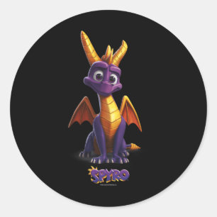 Adorable Purple Dragon Retro Video Game Icon  Classic Round Sticker