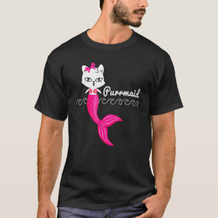 Adorable Purrmaid White Cat Cute Mermaid Beach Gir T-Shirt