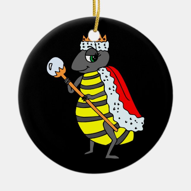 Adorable Queen Bee Cartoon Ceramic Tree Decoration (Front)