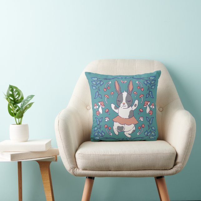 Adorable rabbit and mushrooms cushion (Chair)