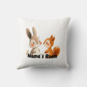 Adorable Rabbit and Squirrel Friends Kids Room Cushion