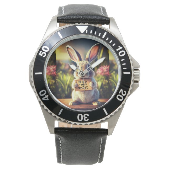 Adorable Rabbit Hello World eWatch Watch. Watch (Front)