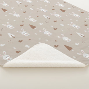 Adorable Rabbit Kids Pattern Sherpa Blanket