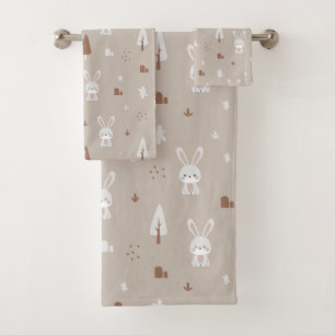 Adorable Rabbit Pattern Bath Towel Set 