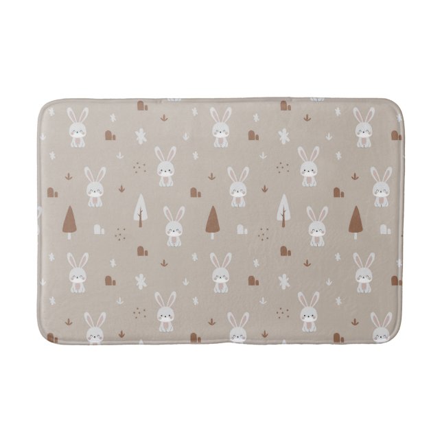 Adorable Rabbit Pattern Kids Bath Mat (Front)