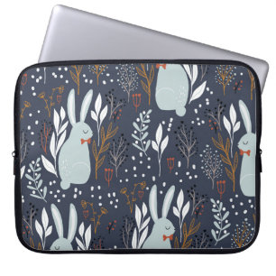 Adorable Rabbits: Forest Seamless Pattern Laptop Sleeve