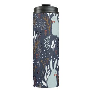 Adorable Rabbits: Forest Seamless Pattern Thermal Tumbler