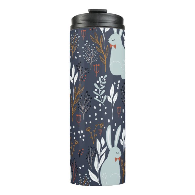 Adorable Rabbits: Forest Seamless Pattern Thermal Tumbler (Front)