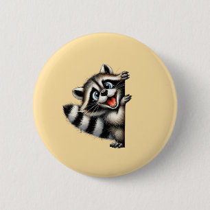 Adorable Racoon Christmas Peek - Cute Holiday Gif 6 Cm Round Badge