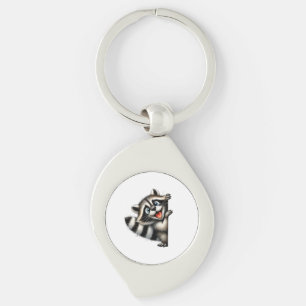 Adorable Racoon Christmas Peek - Cute Holiday Gif Key Ring