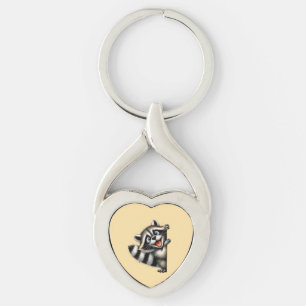 Adorable Racoon Christmas Peek - Cute Holiday Gif Key Ring