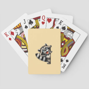 Adorable Racoon Christmas Peek - Cute Holiday Gif Playing Cards