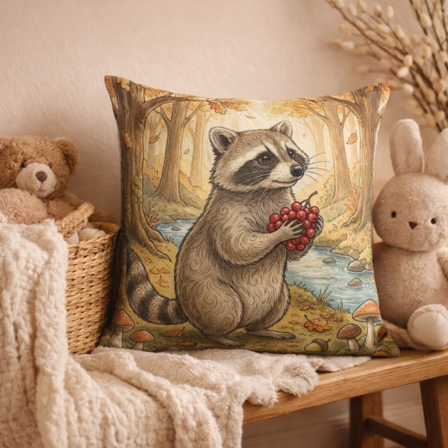 Adorable Racoon Forest Animals  Cushion (Creator Uploaded)