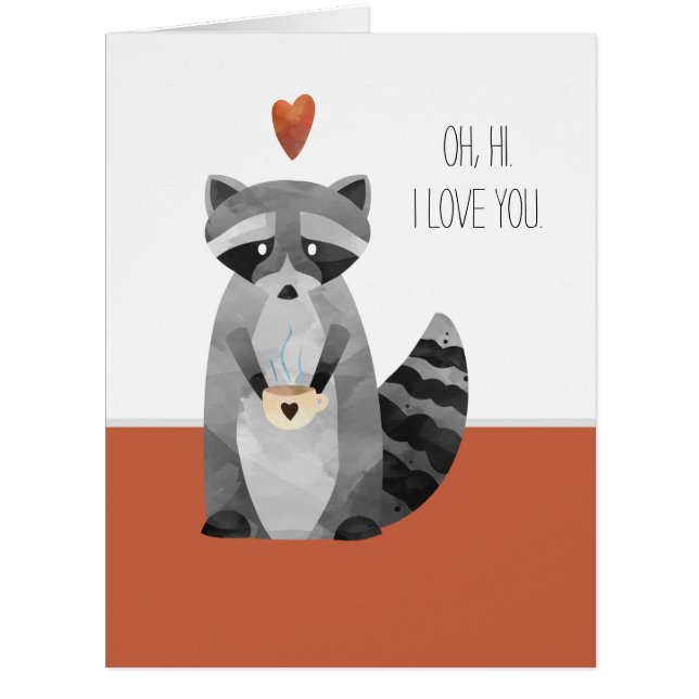 Adorable Racoon "I love you" Card (Front)