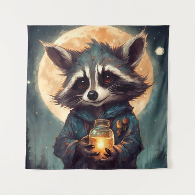 Adorable Racoon With a Magic Potion Tapestry (Front)