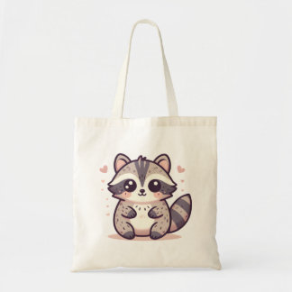 Adorable Racoon with Blush and Heart Accents Tote Bag