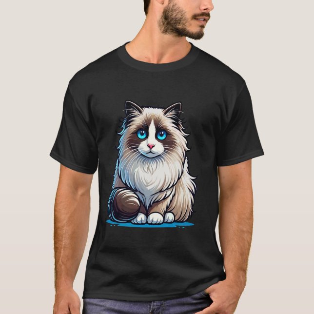 Adorable Ragdoll Cat Design T-Shirt (Front)