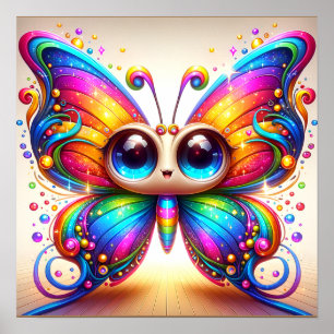 Adorable Rainbow Butterfly brings happynes Poster