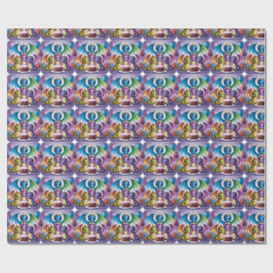 Adorable Rainbow Dragons Wrapping Paper