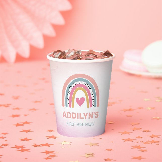 Adorable Rainbow Girl's Birthday Party Paper Cups (Insitu)