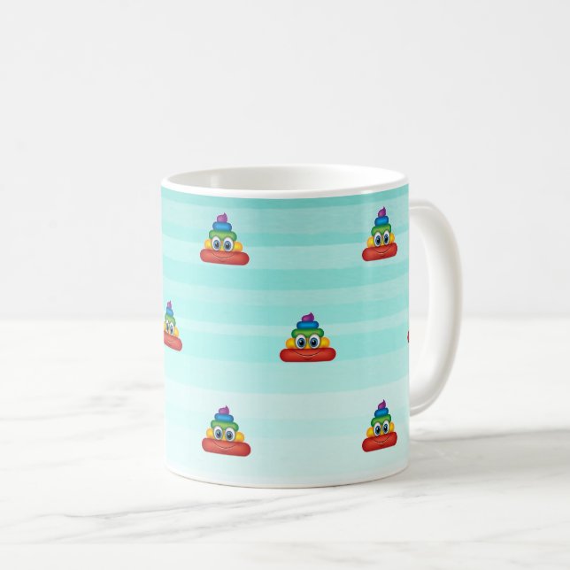 Adorable Rainbow Poop Emoji Coffee Mug (Front Right)