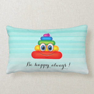 Adorable Rainbow Poop   Emoji Face-Be happy always Lumbar Cushion