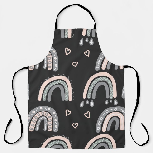 Adorable rainbow seamless pattern in trendy Scandi Apron (Front)