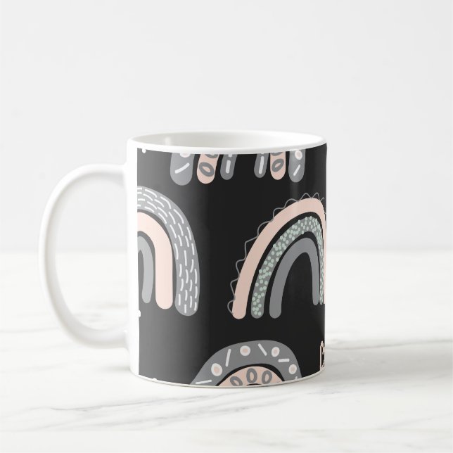 Adorable rainbow seamless pattern in trendy Scandi Coffee Mug (Left)