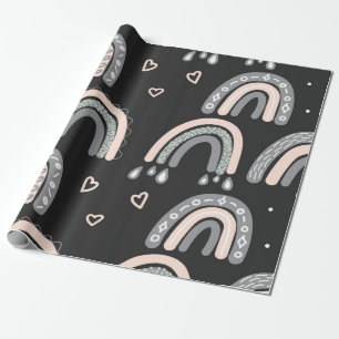 Adorable rainbow seamless pattern in trendy Scandi Wrapping Paper