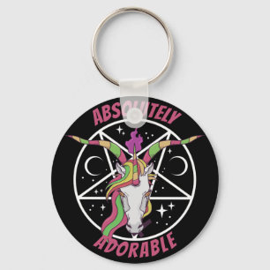 Adorable Rainbow Unicorn Baphomet Gothic Key Ring
