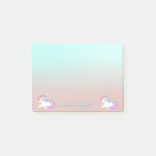 Adorable Rainbow  Unicorn, Ombre -Personalised Post-it Notes