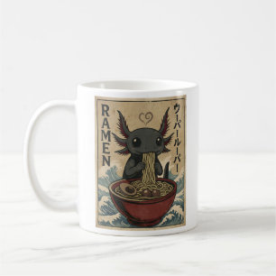 Adorable Ramen Axolotl Noodles Retro Japanese Art Coffee Mug