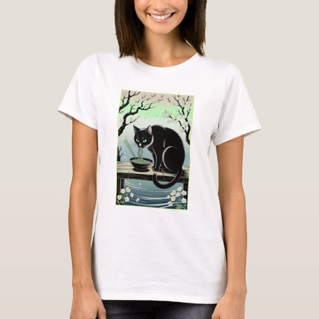 Adorable Ramen Eating Cat Tee (Front)