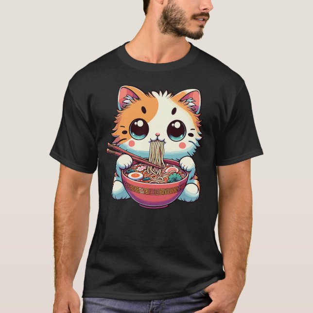 Adorable Ramen Kitty - Cute Noodle Cat T-Shirt (Front)