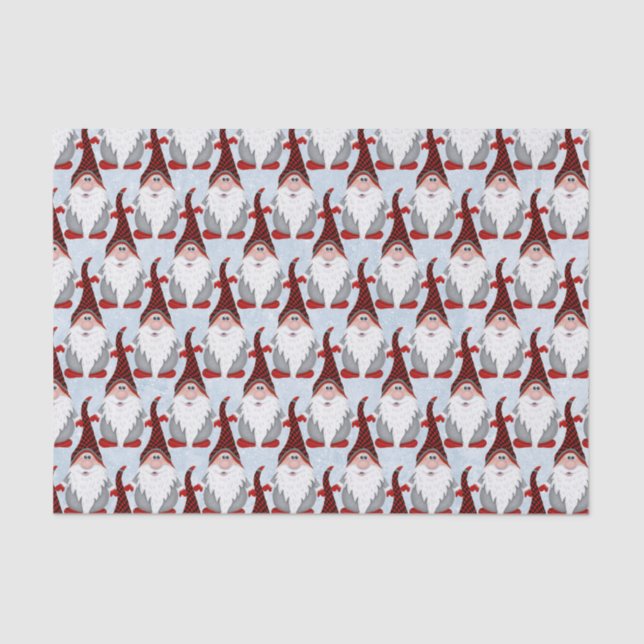 Adorable Red Black Gnome Xmas Christmas Kids Tissue Paper (Front)
