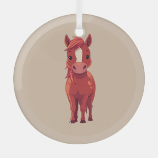 Adorable Red Chestnut horse Glass Tree Decoration