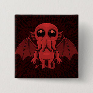 Adorable Red Cthulhu Sea Monster 15 Cm Square Badge