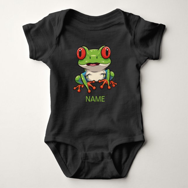 Adorable Red-Eyed Tree Frog Baby Bodysuit (Front)