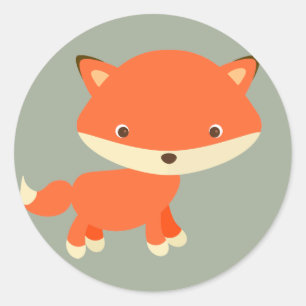 Adorable red fox classic round sticker