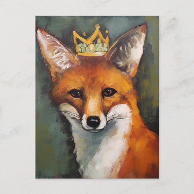 Adorable Red Fox in a Crown Postcard (Front)