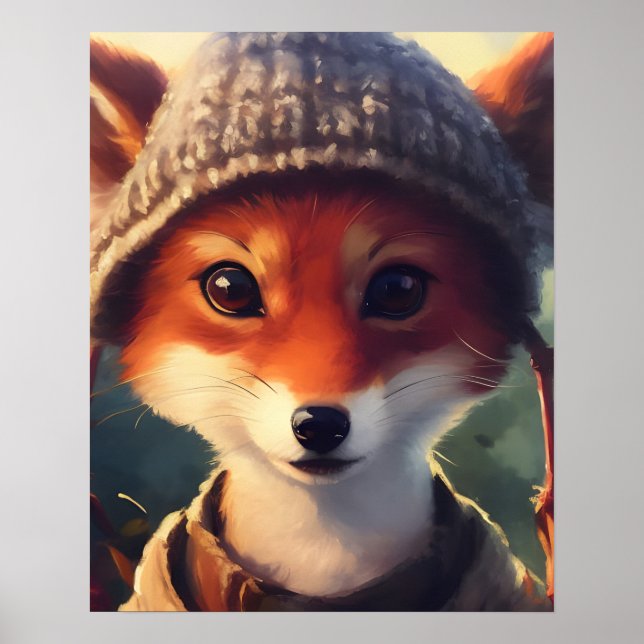 Adorable Red Fox in Clothes Poster (Front)