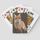 Adorable Red Fox Painting Playing Cards