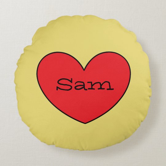Adorable Red Heart Personalised Round Pillow