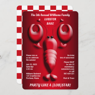 Adorable Red Lobster Cute Heart-Shaped Pincers Invitation