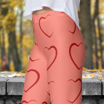 Adorable Red Love Hearts Pattern Leggings<br><div class="desc">Effortlessly Stylish: Take your fitness fashion to the next level with these Love Hearts leggings! These full-length leggings offer a stunning mix of colour and comfort, ideal for both high-energy workouts and laid-back, casual days. Designed for women who embrace movement and style, these leggings are the perfect addition to your...</div>